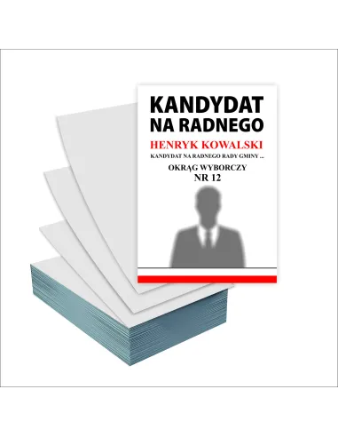 Ulotki A6 wyborcze 1000 szt WYBORY KANDYDAT do RADY GMINY + GOTOWY PROJEKT