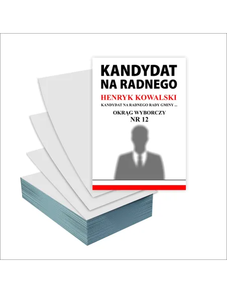Ulotki A6 wyborcze 1000 szt WYBORY KANDYDAT do RADY GMINY + GOTOWY PROJEKT