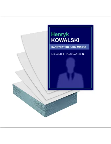 Ulotki A6 wyborcze 1000 szt WYBORY KANDYDAT do RADY MIASTA + GOTOWY PROJEKT