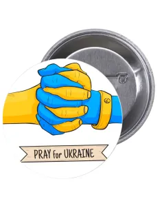 Przypinki buttony SOLIDARNOŚĆ Z UKRAINĄ - PRAY FOR UKRAINE  znaczki badziki z grafiką