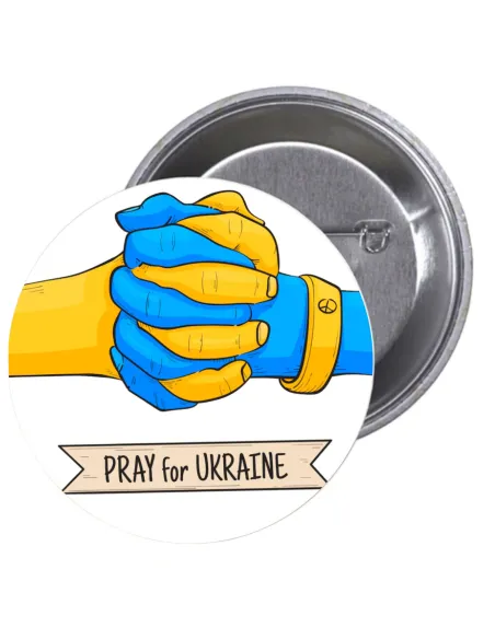 Przypinki buttony SOLIDARNOŚĆ Z UKRAINĄ - PRAY FOR UKRAINE  znaczki badziki z grafiką