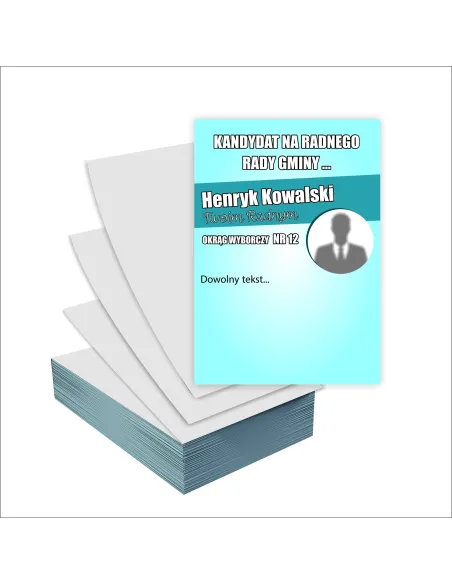 Ulotki A5 wyborcze 100 szt WYBORY NA RADNEGO RADY GMINY + PROJEKT GRATIS