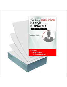 Ulotki A5 wyborcze 1000 szt WYBORY na WÓJTA gminy + GOTOWY PROJEKT