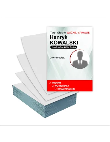 Ulotki A5 wyborcze 1000 szt WYBORY na WÓJTA gminy + GOTOWY PROJEKT