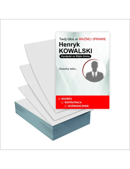 Ulotki A5 wyborcze 1000 szt WYBORY na WÓJTA gminy + GOTOWY PROJEKT