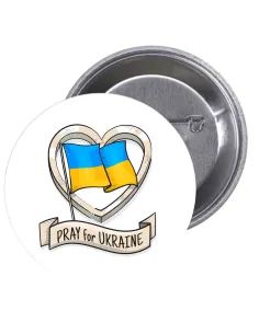 Przypinki buttony SOLIDARNOŚĆ Z UKRAINĄ - PRAY FOR UKRAINE  znaczki badziki z grafiką