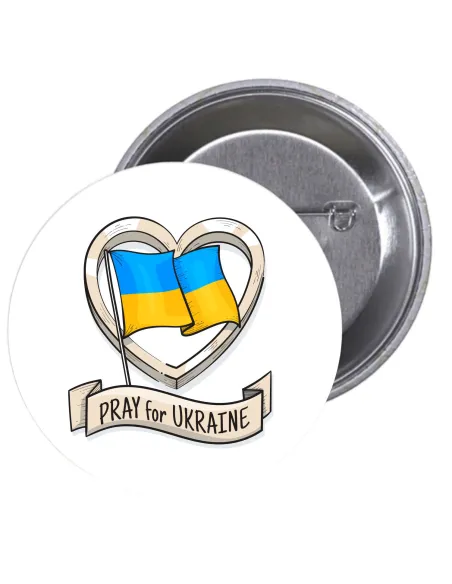 Przypinki buttony SOLIDARNOŚĆ Z UKRAINĄ - PRAY FOR UKRAINE  znaczki badziki z grafiką