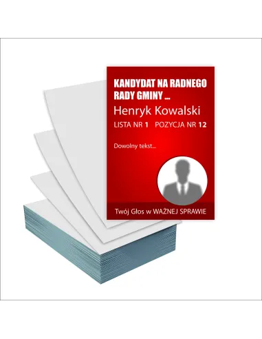 Ulotki A4 wyborcze 100 szt WYBORY KANDYDAT NA RADNEGO RADY GMINY + PROJEKT