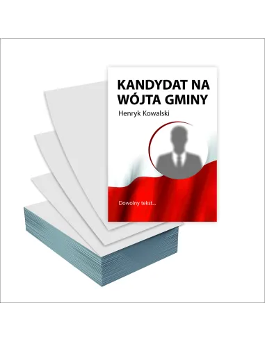 Ulotki A4 wyborcze 1000 szt WYBORY KANDYDAT na WÓJTA gminy + PROJEKT GRATIS