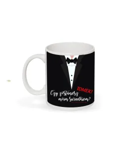 Kubek prośba o świadkowanie z nadrukiem imię czy zostaniesz moim świadkiem