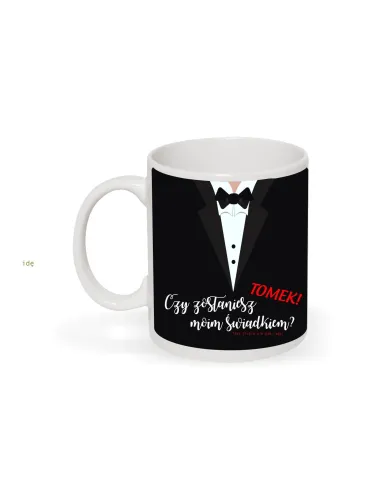 Kubek prośba o świadkowanie z nadrukiem imię czy zostaniesz moim świadkiem