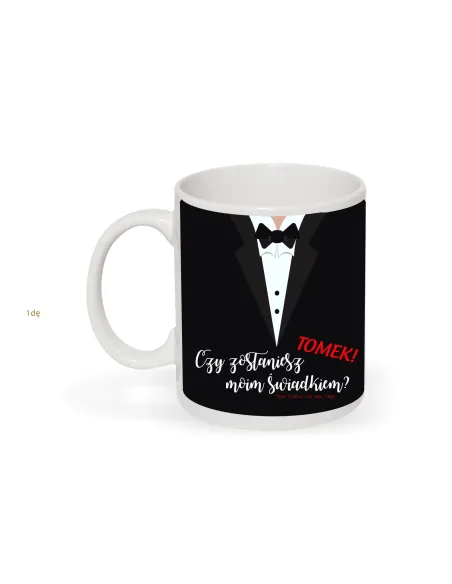 Kubek prośba o świadkowanie z nadrukiem imię czy zostaniesz moim świadkiem