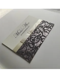 Eleganckie personalizowane zaproszenie Ślubne na Wesele z kokardą