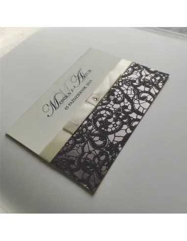 Eleganckie personalizowane zaproszenie Ślubne na Wesele z kokardą