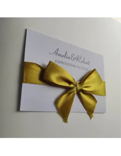 Eleganckie personalizowane zaproszenie Ślubne na Wesele z wstążką