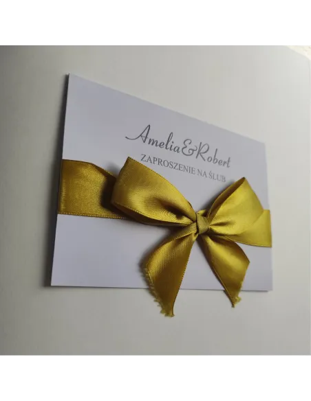 Eleganckie personalizowane zaproszenie Ślubne na Wesele z wstążką