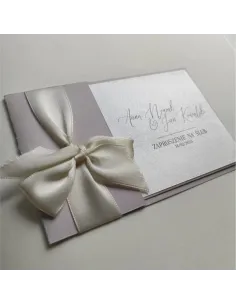 Personalizowane zaproszenie na Ślub Wesele z ręcznie wywiązaną kokardą