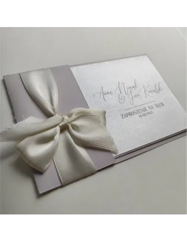 Personalizowane zaproszenie na Ślub Wesele z ręcznie wywiązaną kokardą