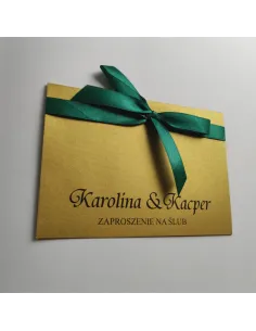 Personalizowane zaproszenie Glamour na Ślub Wesele z ręcznie wywiązaną kokardą