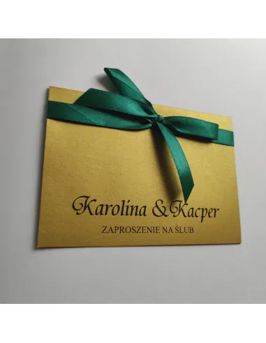 Personalizowane zaproszenie Glamour na Ślub Wesele z ręcznie wywiązaną kokardą