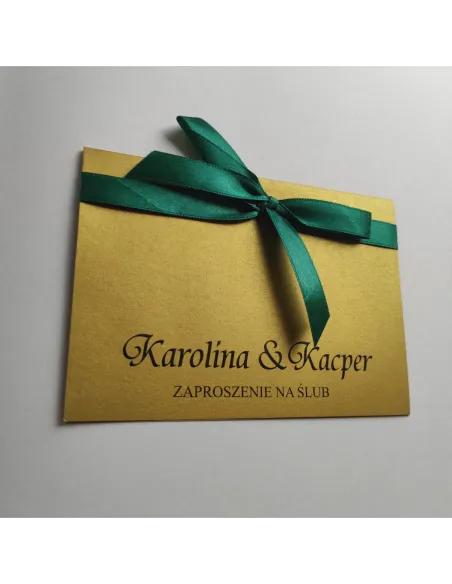 Personalizowane zaproszenie Glamour na Ślub Wesele z ręcznie wywiązaną kokardą