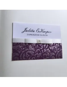 Personalizowane zaproszenie Ślubne na Wesele z kokardą i cyrkonią