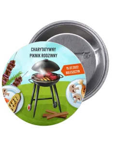 Przypinki buttony CHARYTATYWNY PIKNIK RODZINNY znaczki badziki z grafiką