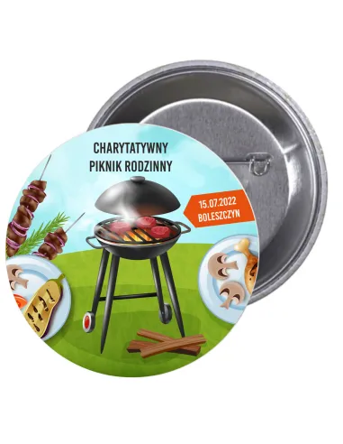 Przypinki buttony CHARYTATYWNY PIKNIK RODZINNY znaczki badziki z grafiką