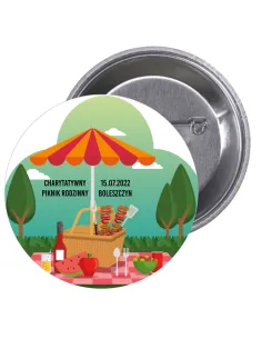 Przypinki buttony CHARYTATYWNY PIKNIK RODZINNY znaczki badziki z grafiką