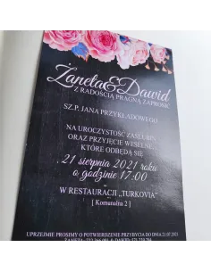 Personalizowane jednostronne zaproszenie Ślubne na ślub kwiaty