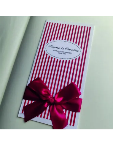 Personalizowane zaproszenie na Ślub Wesele czerwone z kokardą