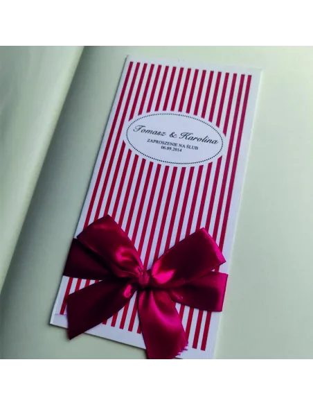 Personalizowane zaproszenie na Ślub Wesele czerwone z kokardą