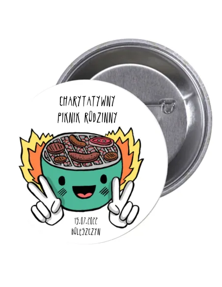 Przypinki buttony CHARYTATYWNY PIKNIK RODZINNY znaczki badziki z grafiką
