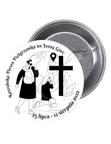 Przypinki buttony PIELGRZYMKA - KASZUBSKA PIESZA PIELGRZYMKA NA JASNĄ GÓRĘ znaczki badziki z grafiką