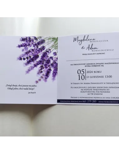 Personalizowane zaproszenie na Ślub Wesele lawenda GOTOWE WZORY