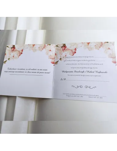 Personalizowane zaproszenie na Ślub Wesele KWIATY GOTOWE WZORY