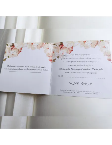 Personalizowane zaproszenie na Ślub Wesele KWIATY GOTOWE WZORY