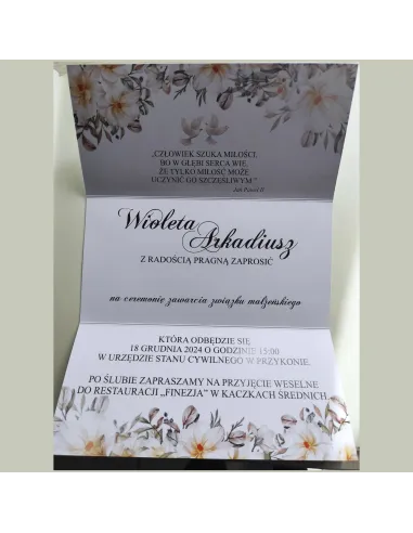 Personalizowane zaproszenie na Ślub Wesele motyw kwiatowy