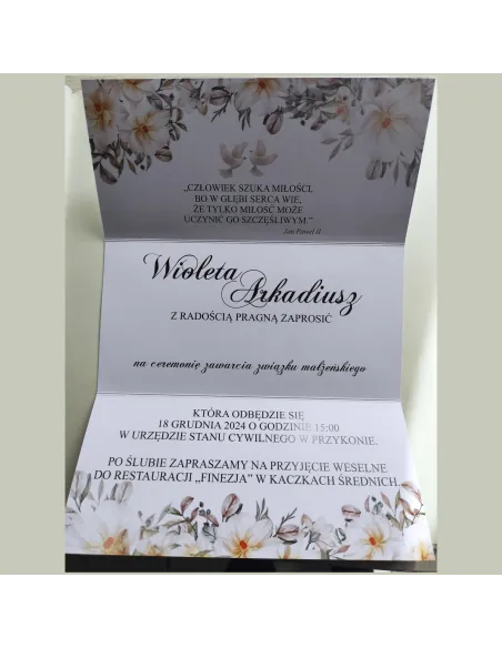 Personalizowane zaproszenie na Ślub Wesele motyw kwiatowy