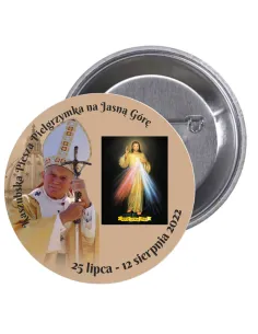 Przypinki buttony PIELGRZYMKA - KASZUBSKA PIESZA PIELGRZYMKA NA JASNĄ GÓRĘ znaczki badziki z grafiką