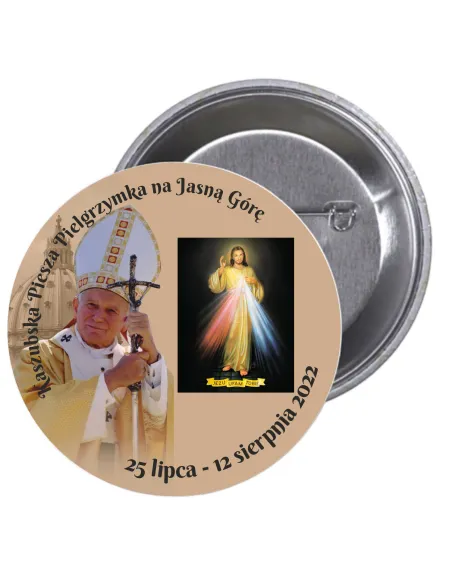 Przypinki buttony PIELGRZYMKA - KASZUBSKA PIESZA PIELGRZYMKA NA JASNĄ GÓRĘ znaczki badziki z grafiką