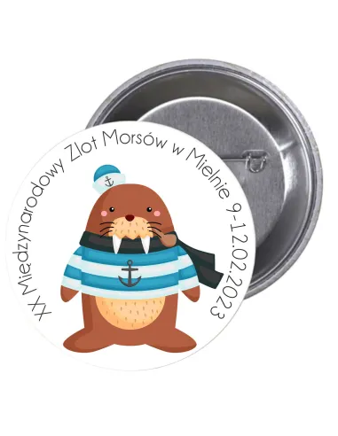 Przypinki buttony MORSY - XX MIĘDZYNARODOWY ZLOT MORSÓW W MIELNIE  znaczki badziki z grafiką
