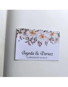 Personalizowane zaproszenie na Ślub Wesele białe kwiaty