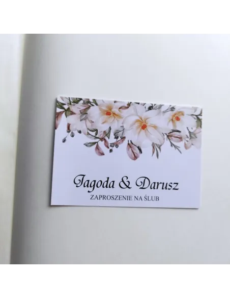 Personalizowane zaproszenie na Ślub Wesele białe kwiaty
