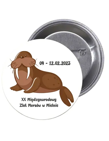 Przypinki buttony MORSY - XX MIĘDZYNARODOWY ZLOT MORSÓW W MIELNIE  znaczki badziki z grafiką