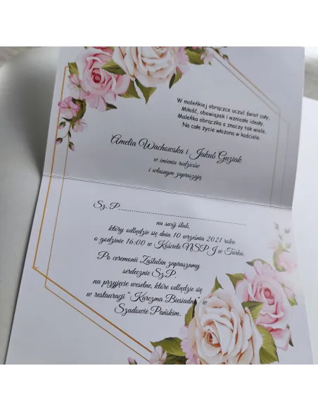 Personalizowane zaproszenie na Ślub Wesele wianki kwiaty kwiatowe