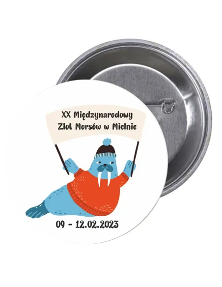 Przypinki buttony MORSY - XX MIĘDZYNARODOWY ZLOT MORSÓW W MIELNIE  znaczki badziki z grafiką