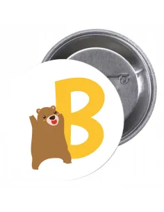 Przypinki buttony LITERKI DLA DZIECI  - B znaczki badziki z grafiką