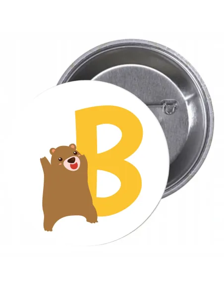Przypinki buttony LITERKI DLA DZIECI  - B znaczki badziki z grafiką