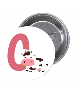 Przypinki buttony LITERKI DLA DZIECI  - C znaczki badziki z grafiką